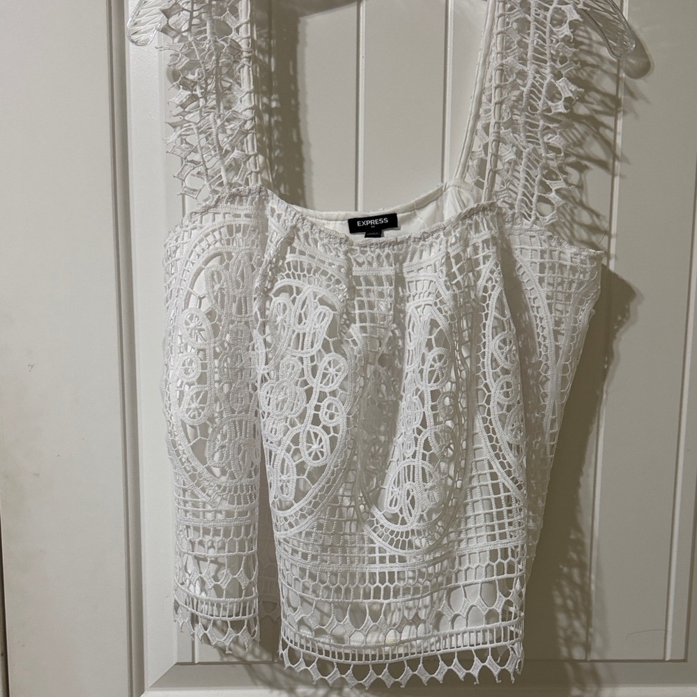 Express Intricate White Lace Blouse